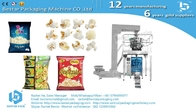 Vertical form fill seal packaging machine for popcorn with 10 heads weigher
