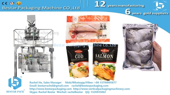 Doypack machine for zipper bag packing frozen fish 250g