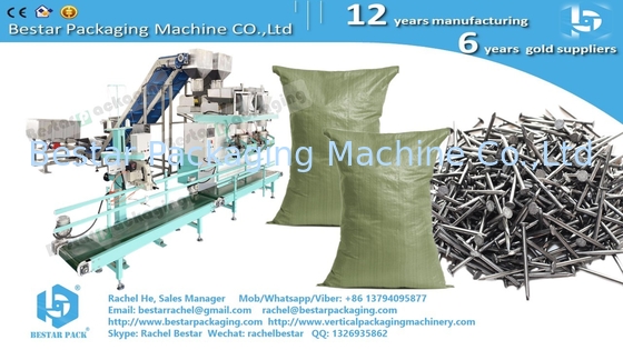 A semi-automatic packaging machine for weighing and filling 20 kilograms of screws