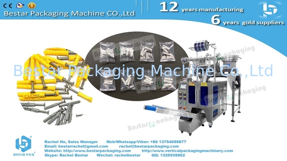 Furniture hardware packing machine with 5 counting vibrators and manual feeding