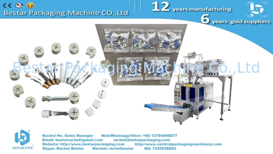 Furniture hardware packing machine with 5 counting vibrators and manual feeding