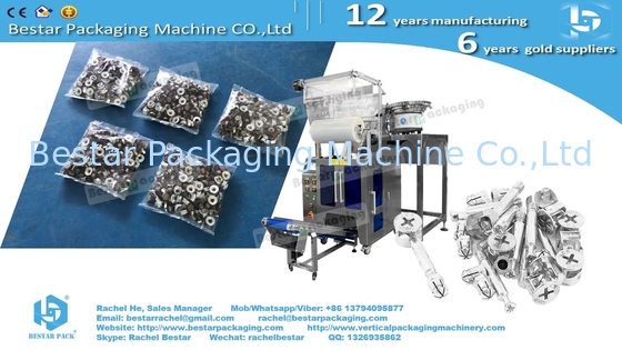 Furniture hardware packing machine with 5 counting vibrators and manual feeding