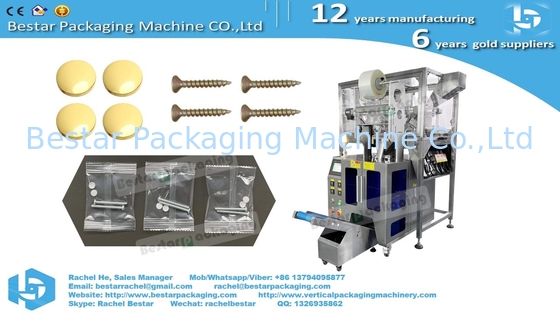 Furniture hardware packing machine with 5 counting vibrators and manual feeding