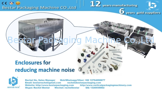 Hardware counting packaging machine with enclosures reducing noise