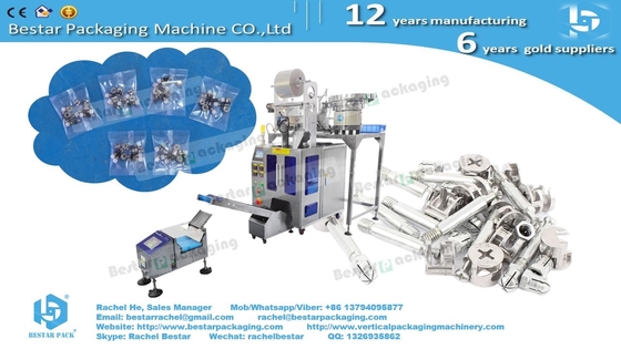Automatic counting packaging machine for hardware plastic components with six vibration bowl