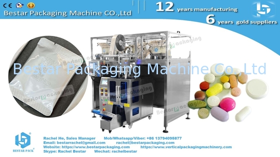 Pills tablets automatic counting packaging machine making round corner bags with V shape easy tear