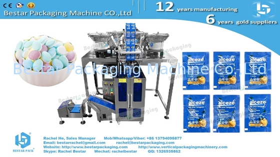 Pills tablets automatic counting packaging machine making round corner bags with V shape easy tear