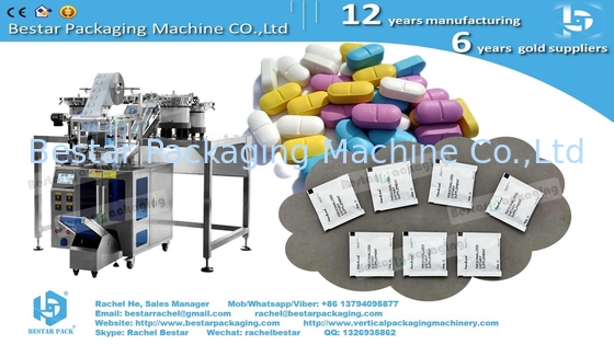 Medicine pills counting packaging machine 3 sides sealing sachet with easy tear notch