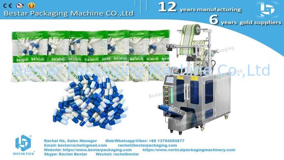 Capsules automatic counting packing in 3 side sealing sachet with easy tear notch