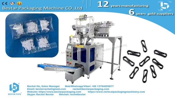 Automatic packing machine with three counting vibrators for plastic hook packaging