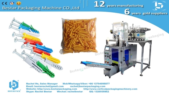 Automatic packing machine with three counting vibrators for plastic hook packaging