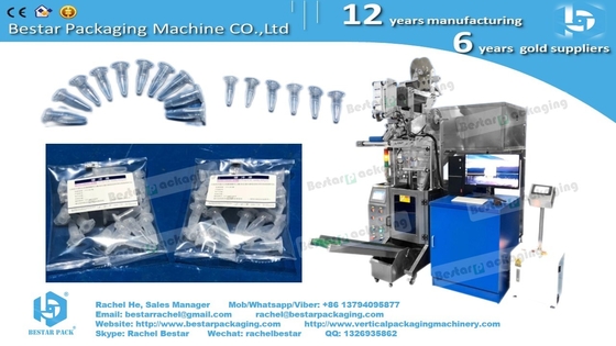 Automatic packing machine with three counting vibrators for plastic hook packaging