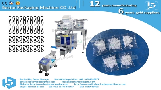 Automatic packing machine with three counting vibrators for plastic hook packaging