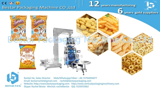 Popped corn chip packing machine with inflation and euro hole punching BSTV-450AZ