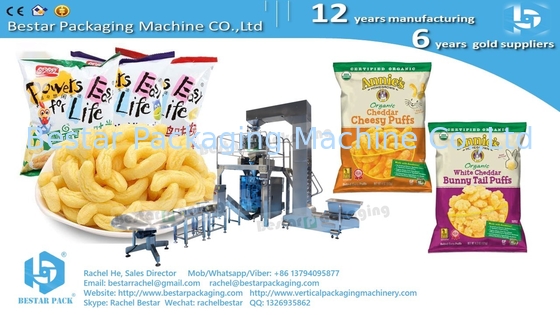 Popped corn chip packing machine with inflation and euro hole punching BSTV-450AZ