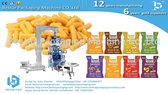 Popped corn chip packing machine with inflation and euro hole punching BSTV-450AZ