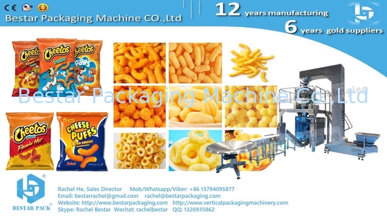 Popped corn chip packing machine with inflation and euro hole punching BSTV-450AZ