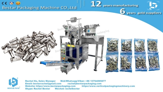 Hardware counting packing machine with 4 vibration bowls and manual belt feeding