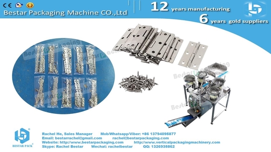 Hardware counting packing machine with 4 vibration bowls and manual belt feeding