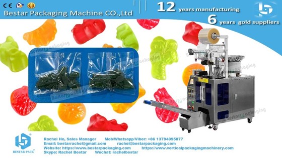 Rainbow candy automatic counting packaging machine with 8 vibrators and printer