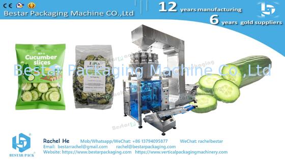 BSTV-350AZ All‑in‑One Type Packing Machine with 14-head Weigher for Sticky Cucumber Slices