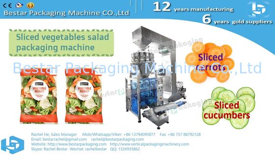BSTV-350AZ All‑in‑One Type Packing Machine with 14-head Weigher for Sticky Cucumber Slices