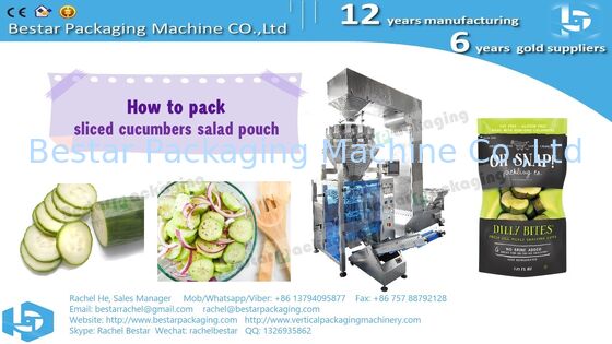 BSTV-350AZ All‑in‑One Type Packing Machine with 14-head Weigher for Sticky Cucumber Slices