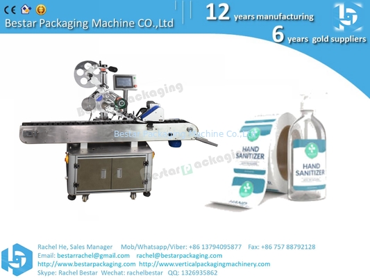 Automatic bottle labeling machine, adhesive sticker labeling