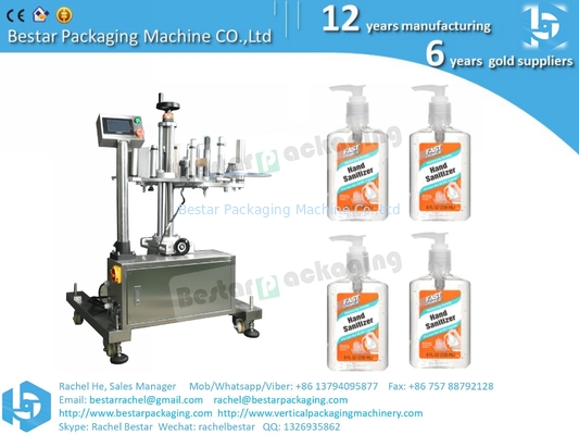 Automatic bottle labeling machine, adhesive sticker labeling