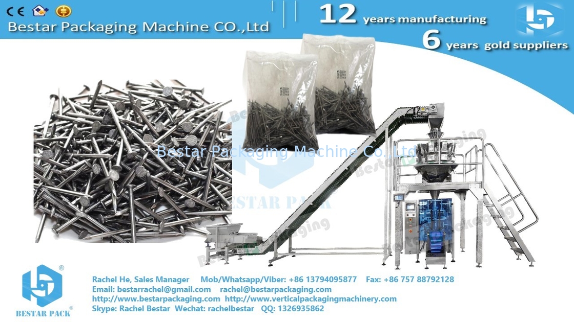 Wire nails long nails pouch packing machine with multi heads weigher BSTV-450AZ