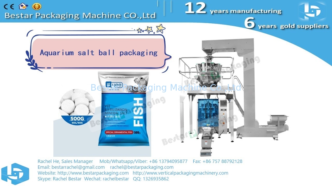 Aquarium salt ball for oranmetal fish pouch weighing packaging machine BSTV-450AZ