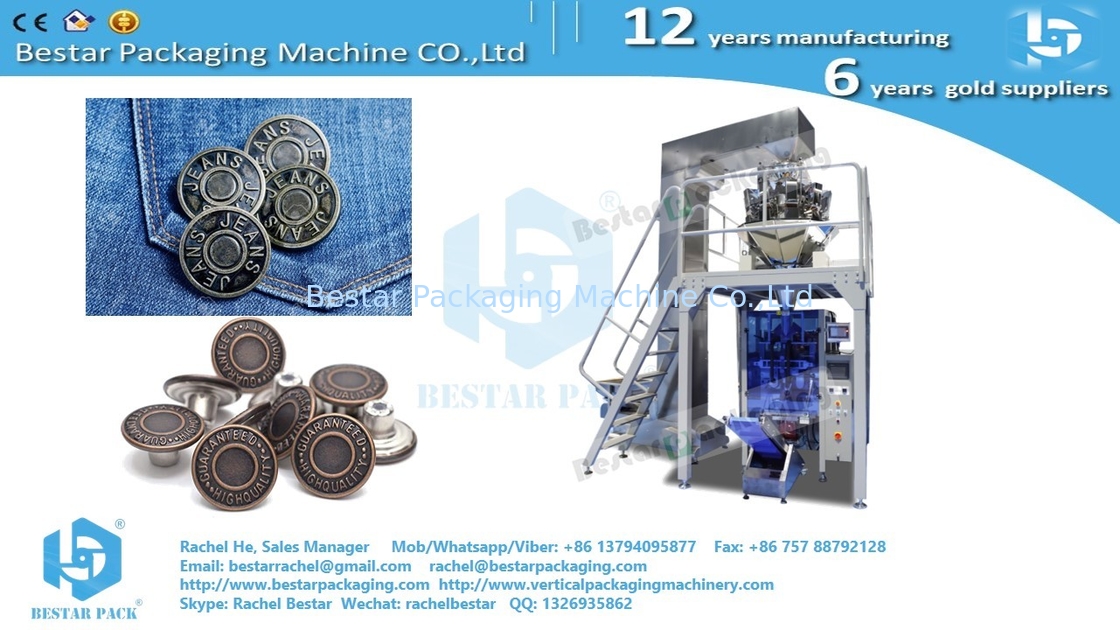 Jeans buttons 1KG pouch packing machine with 14 heads electrical weigher BSTV-450AZ