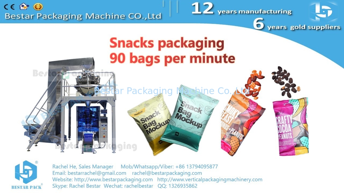 High Speed! How to pack snacks 90 bags per minute BSTV-450AZ