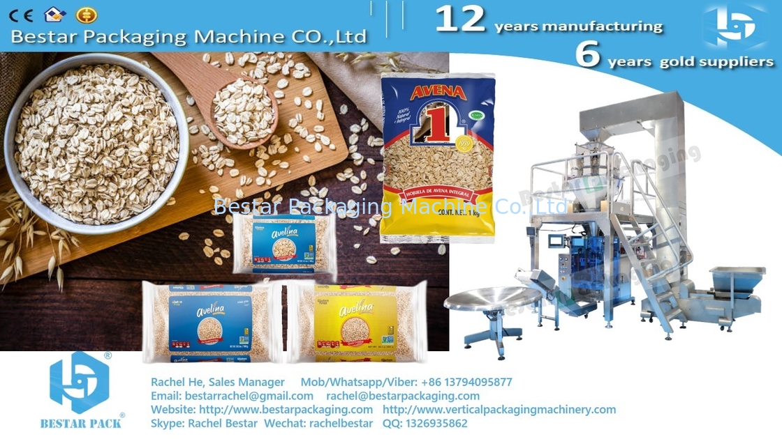 Instant oats manufacturer packing 1kg oats pouch by Bestar packaging machine BSTV-550AZ