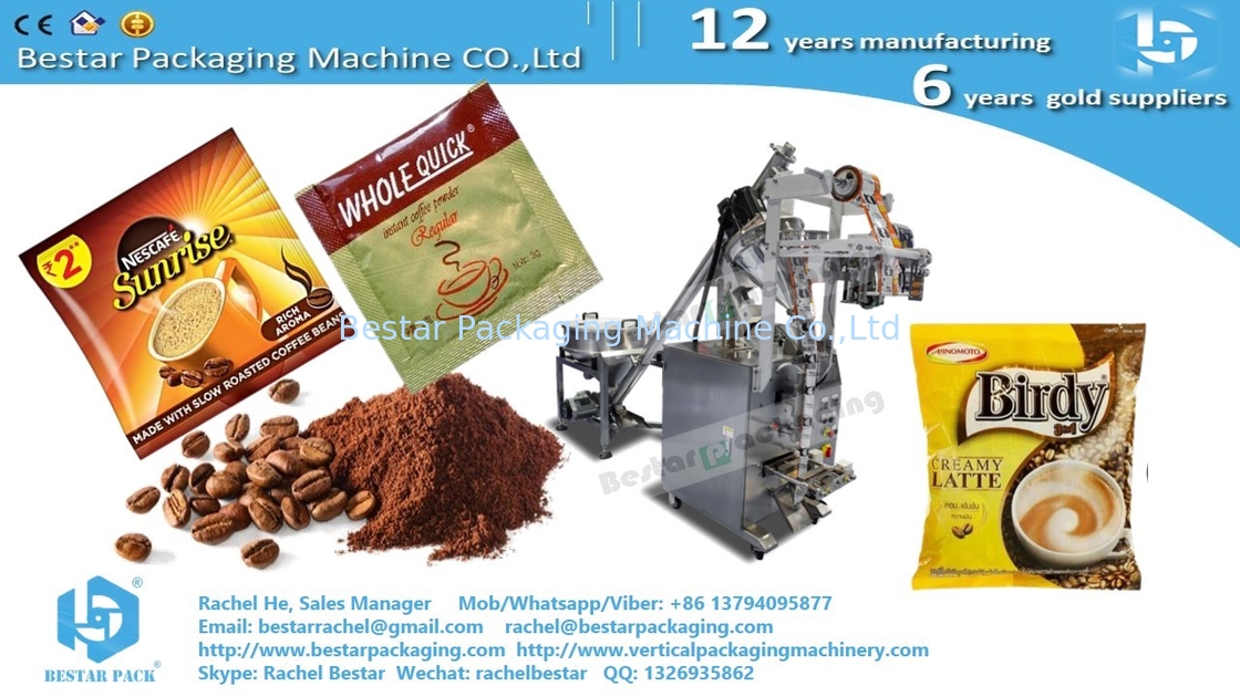 Automatic 3 sides seal bag coffee powder Packaging Machine With powder dosing System BSTV-160F