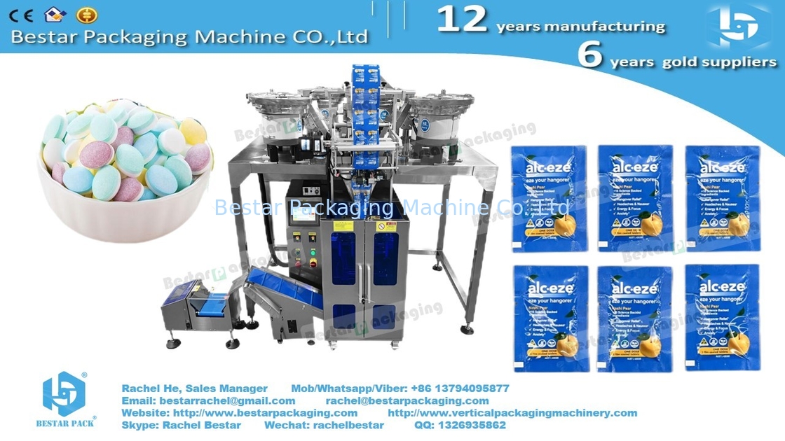 How to pack mixing tablets with 4-side sealing sachet packaging and v-cut easy tear