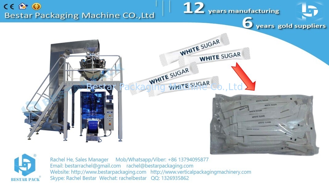Automatic packaging machine for sugar stick, multihead weigher  with force discharge function BSTV-450AZ