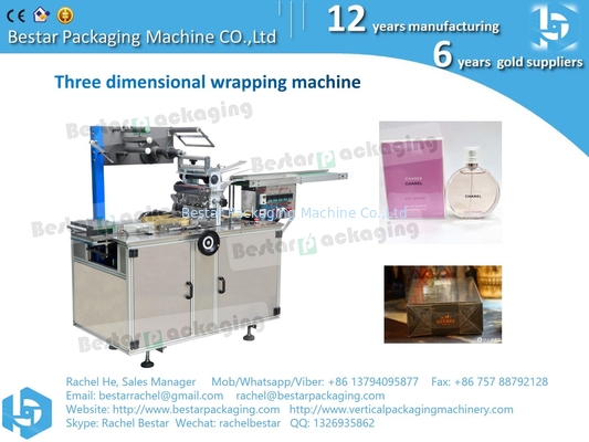 Three dimensional wrapping machine for perfume cigarette wrapping