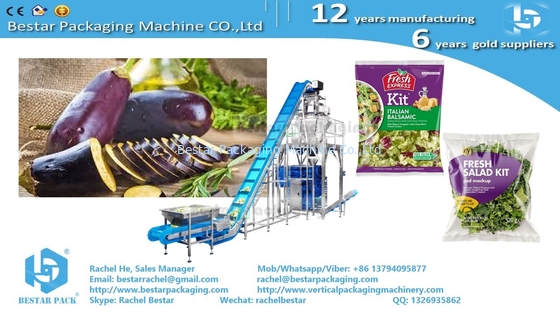 Automatic weighing packing machine for sliced eggplant salad 1-3kg pouch