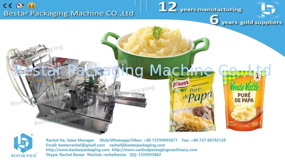 Mashed potato flat pouch doypack packaging machine with Bestar DIY pump