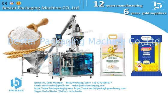 How to pack 5kg flour in premade bag with handle automatically